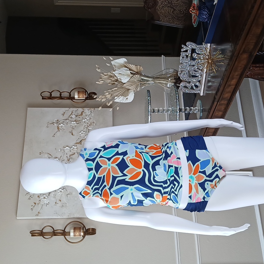Women's Skechers Floral Patterned 2 Pc Tankini Set Swimwear. Size M - Picture 7 of 17